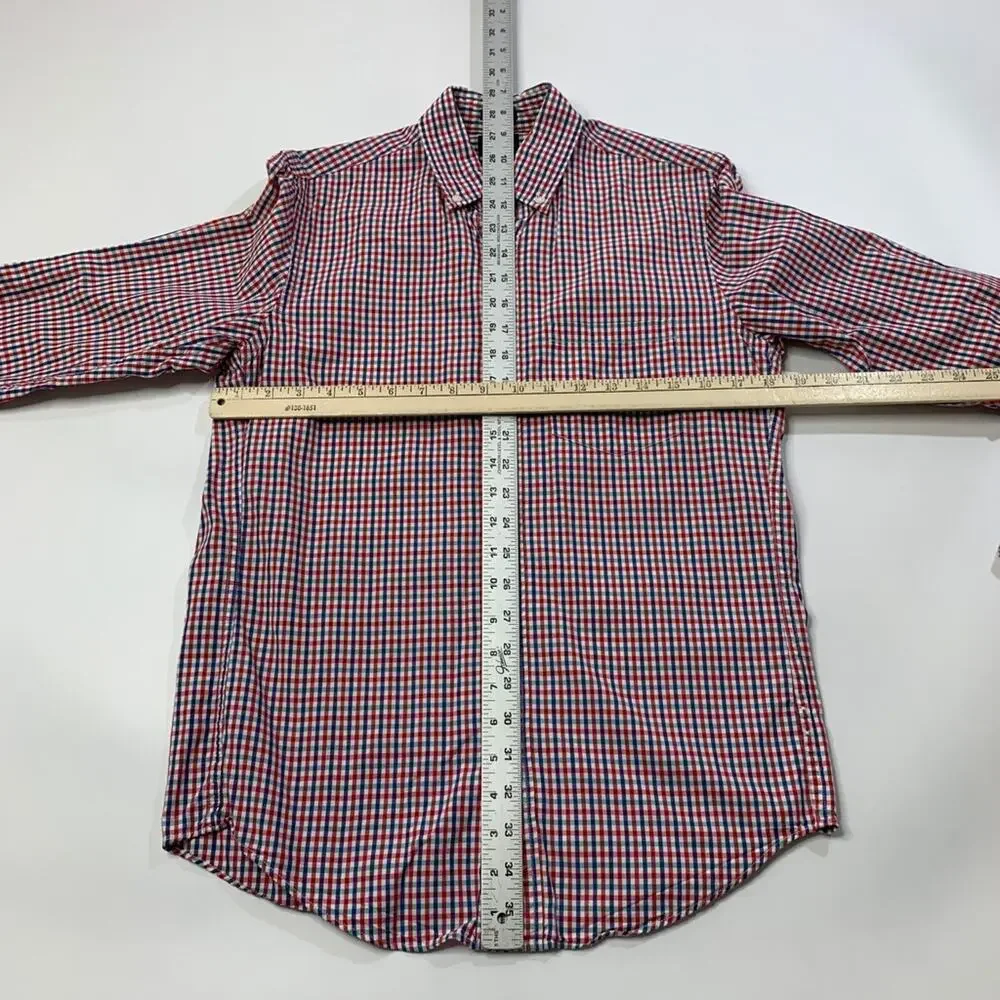 J Crew Shirt Mens S Small Slim Fit Gingham Cotton Long Sleeve Button Down Collar